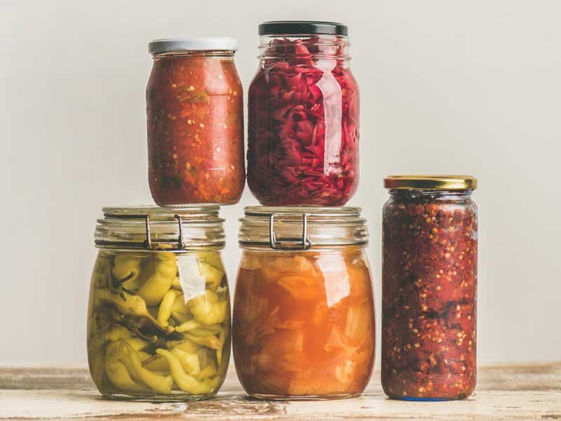 Jars of fermenting food