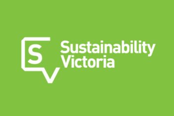 Sustainability Victoria logo on a green background